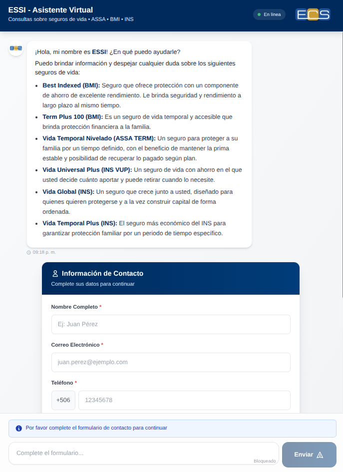 Essential Seguros - Asistente Virtual ESSI